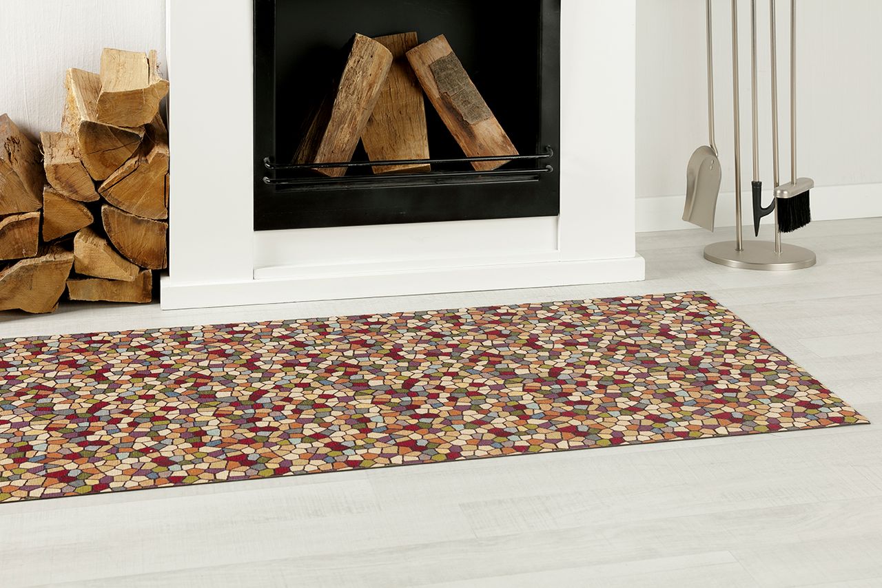 Schütte Peyer Syntex Mira Jacquard Teppich Mosaik Multicolor 65 x 180 cm