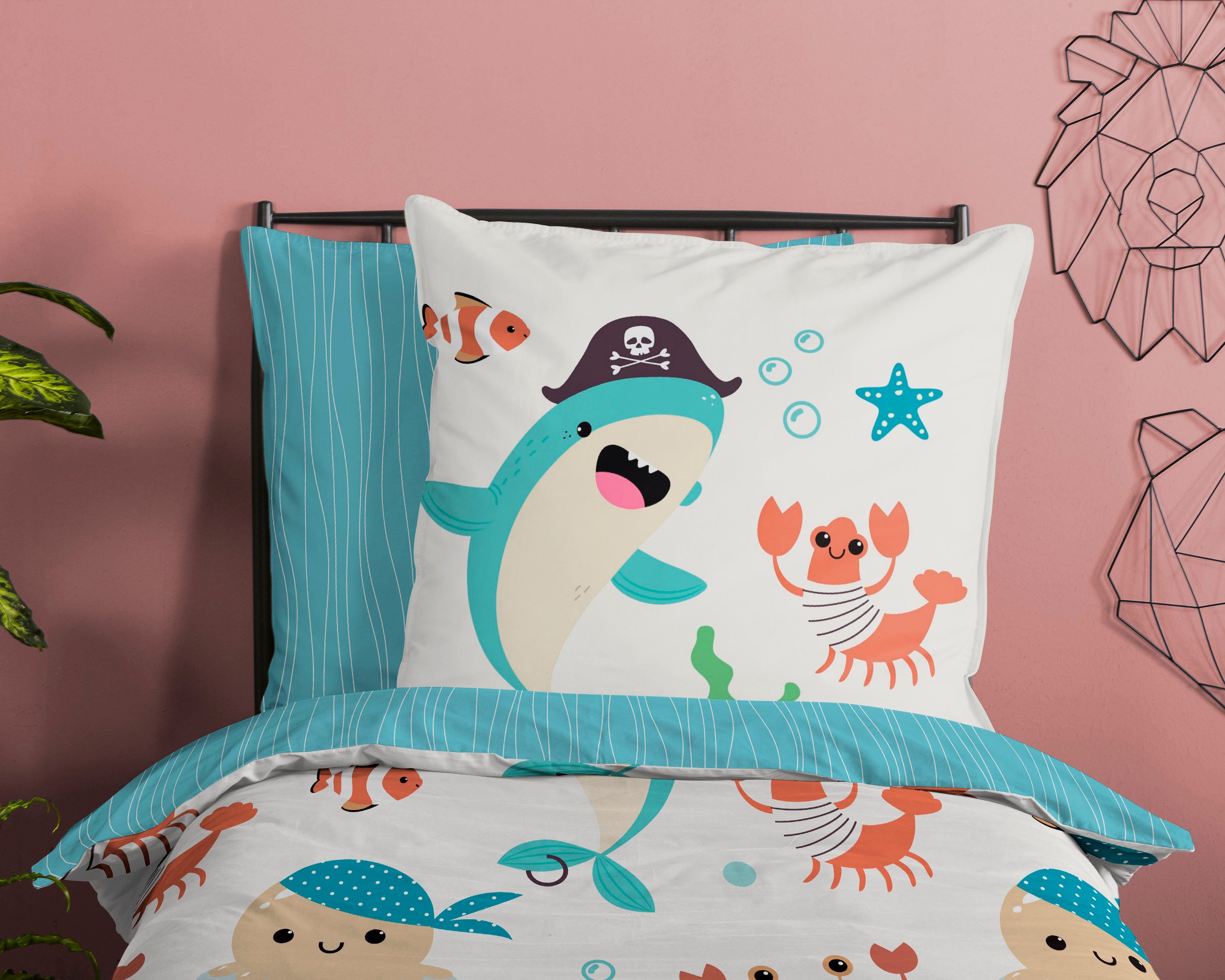Kinderbettwäsche Seaworlds, good morning, Renforcé, 2 teilig, 100% Baumwolle