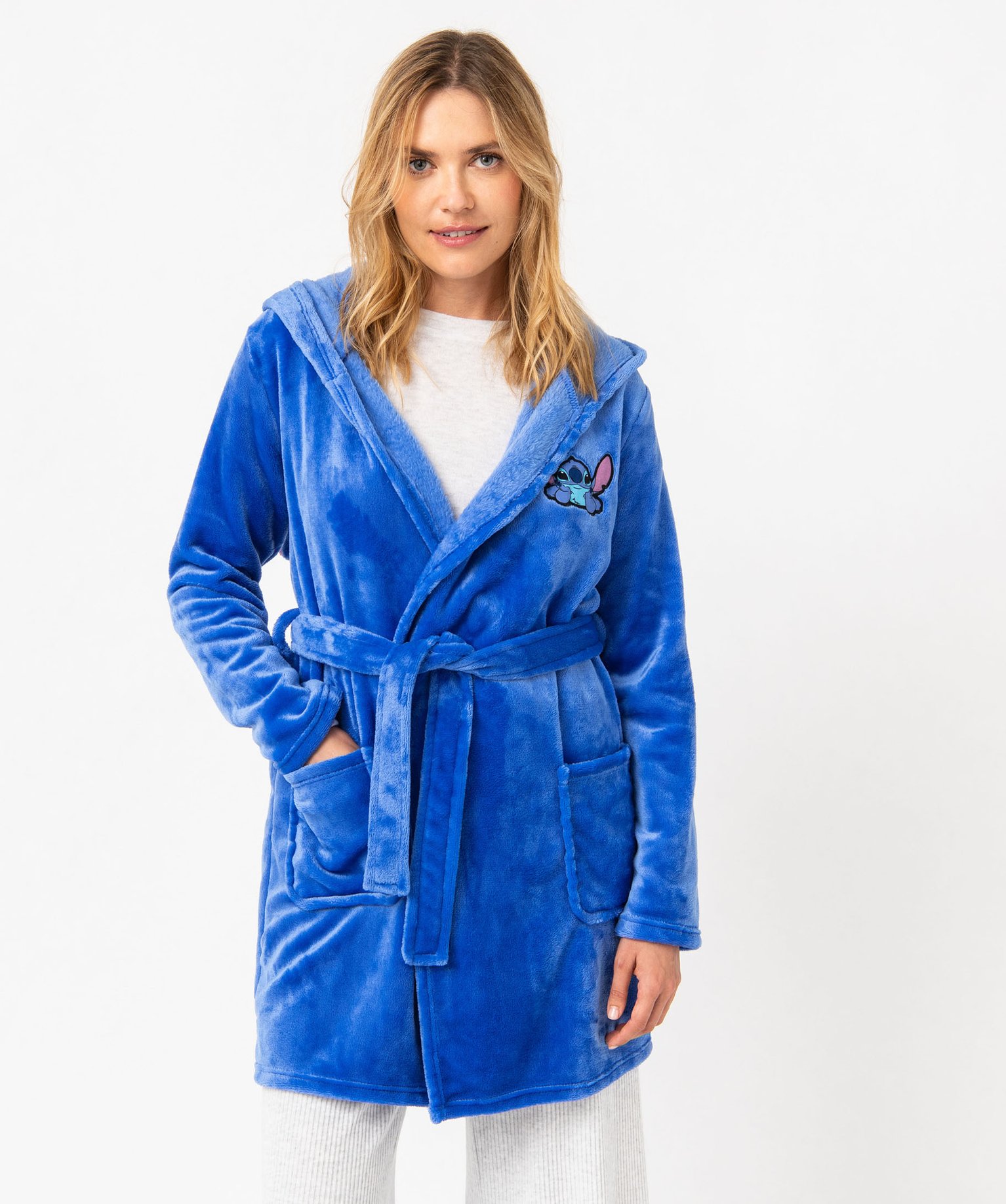 Peignoir en maille peluche avec motif Stitch femme - DS bleu | GEMO