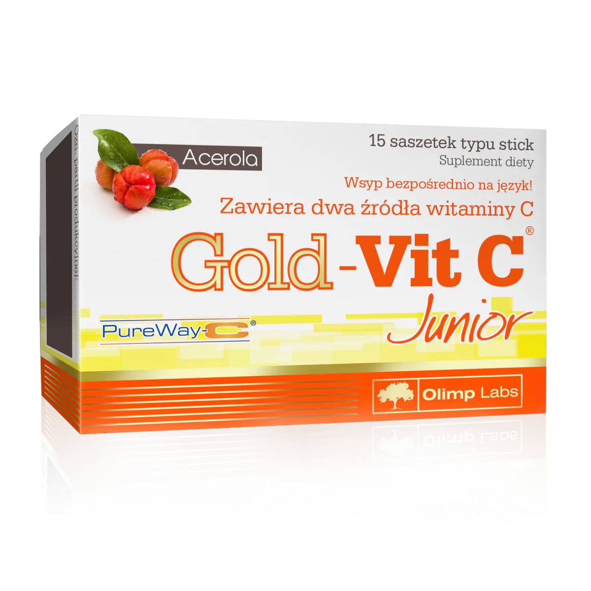 Olimp Gold-Vit C Junior, Stick Sachets, Hindbærsmag