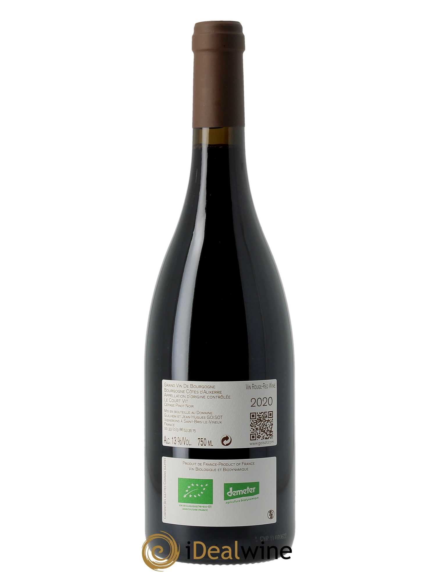 Bourgogne Côtes d'Auxerre Le Court Vit Goisot  2020 - Lot de 1 Bouteille