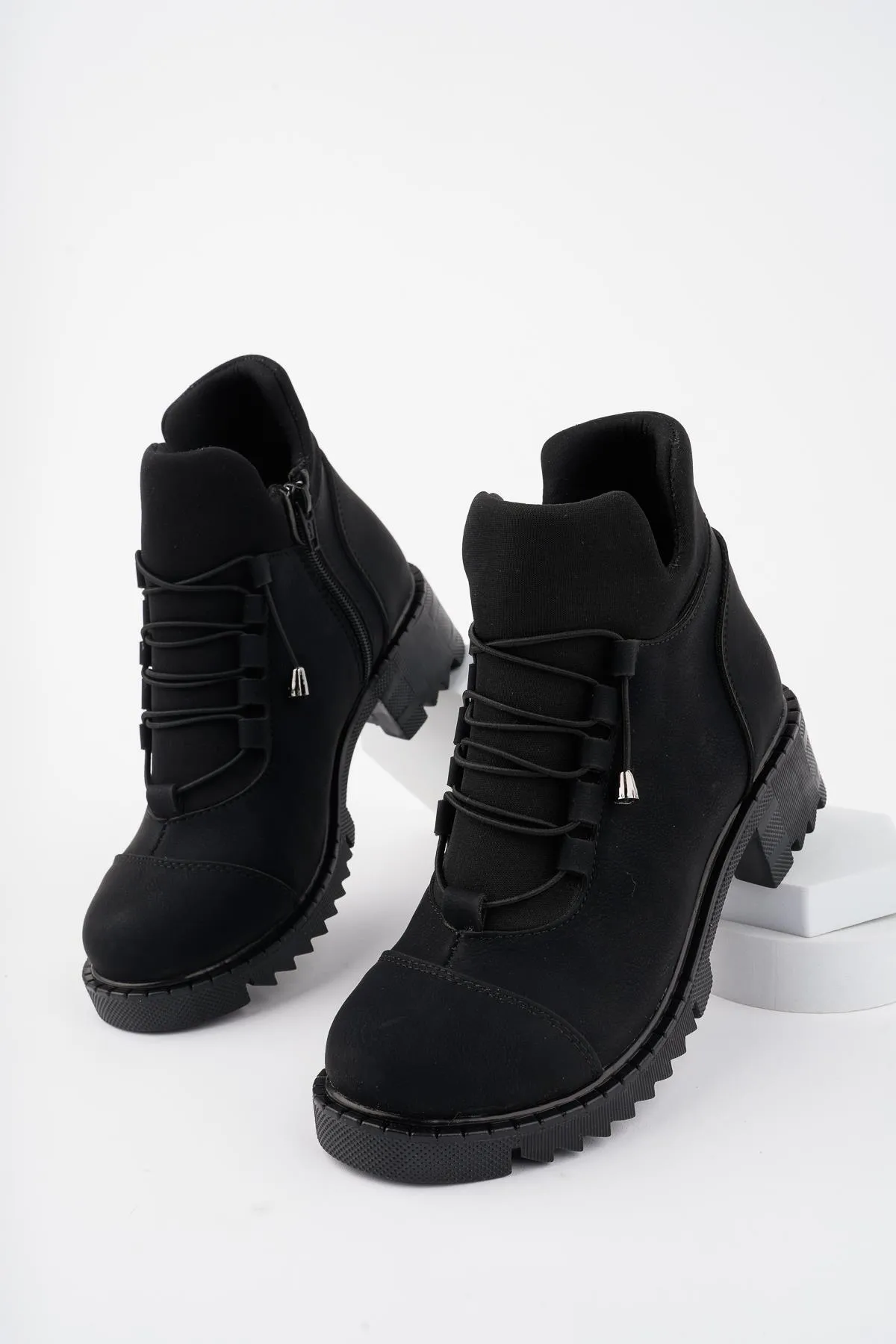 MUGGO  Molde-garantierte Damen-Stretch-Gummistiefel mit Schnürung und Reißverschluss