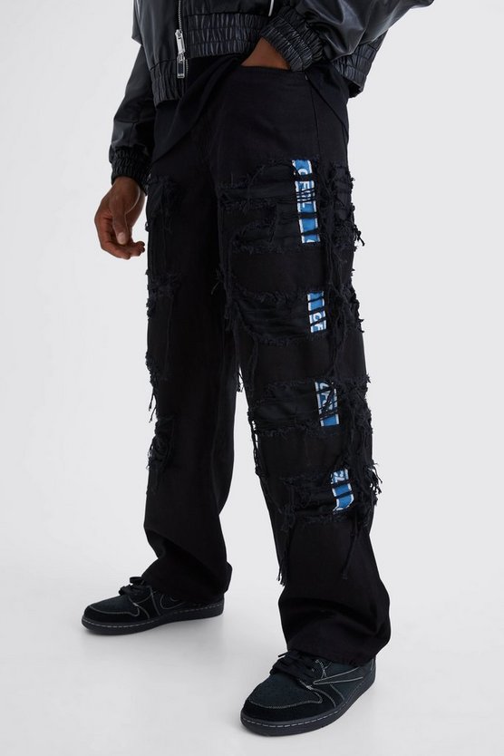 Lockere Jeans mit Jersey-Jogginghose