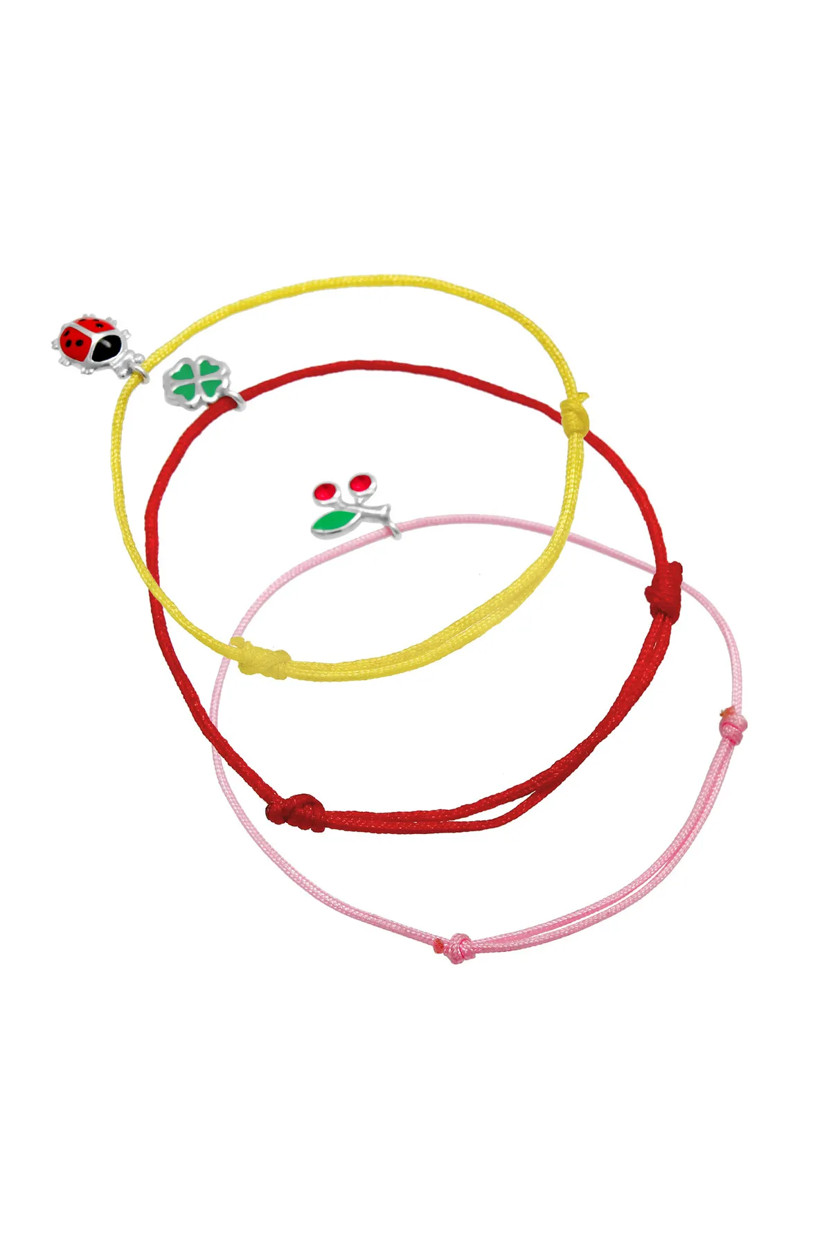 ELLI  Armband Kinder Marienkäfer Kleeblatt Kirsche Set 925 Silber