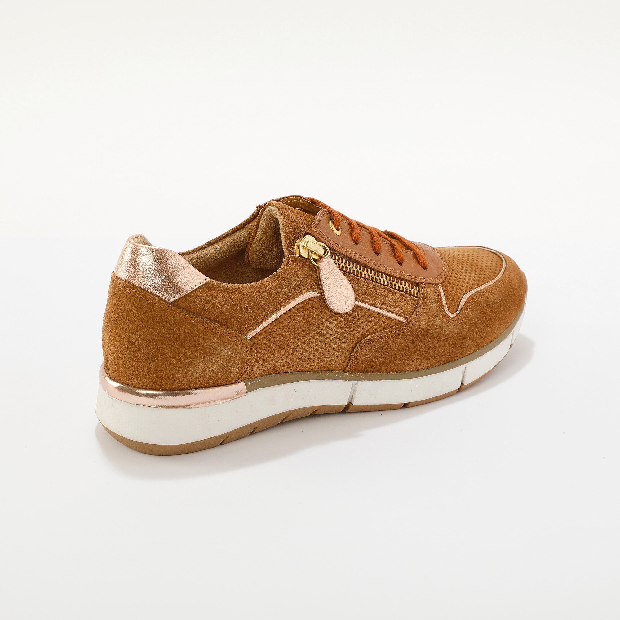 Baskets zippées en cuir empiècements ajourés