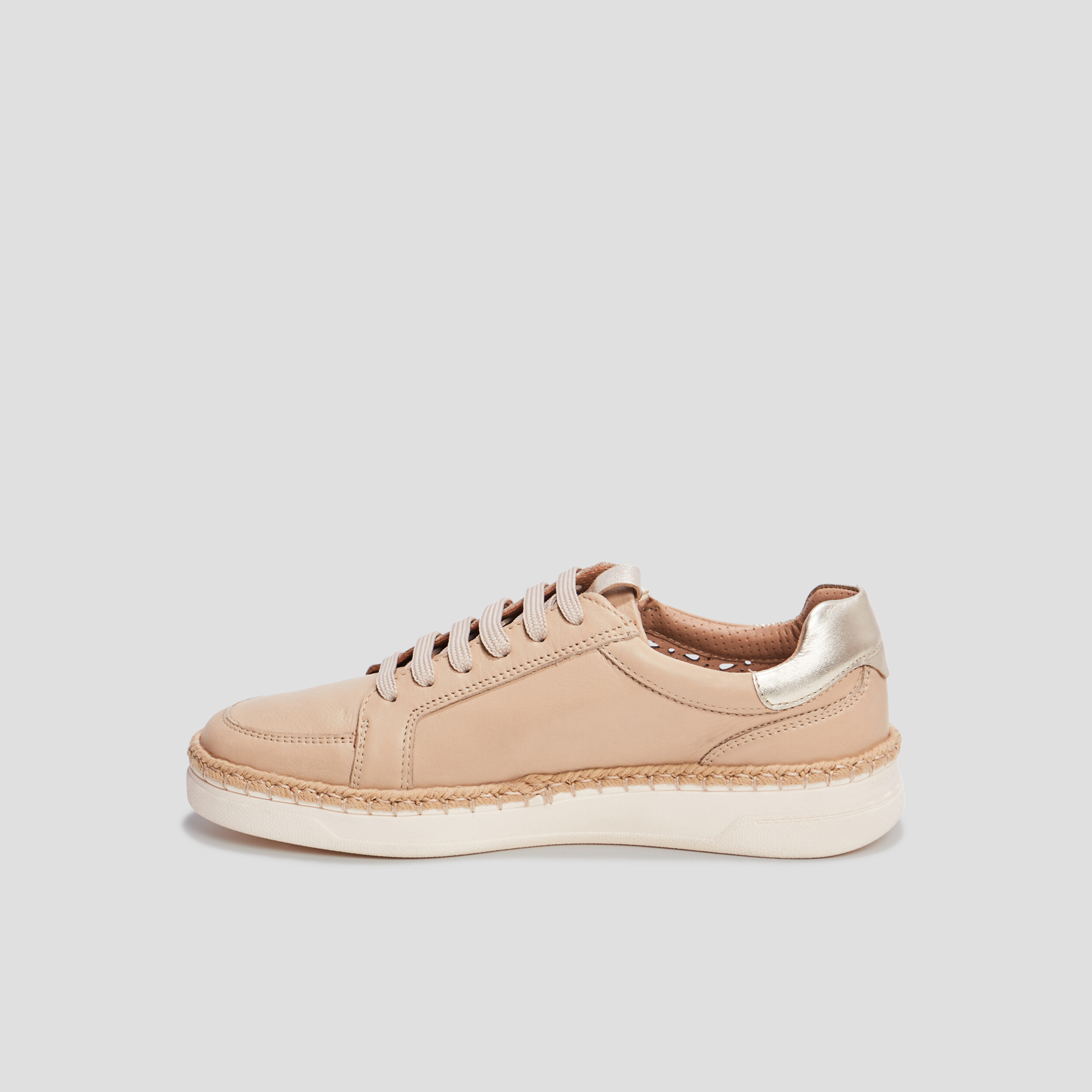Derbies zippées en cuir pied large sable femme | La Halle