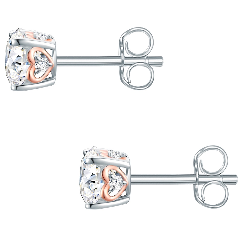 Trilani Boucles doreilles Coeur Argent sterling Oxyde de zirconium (CZ) en Argent/or rose Boucles d'oreilles