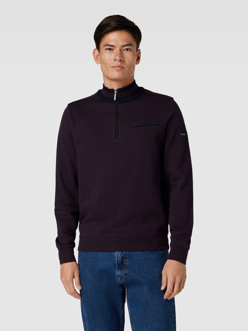 Sweatshirt mit Stehkragen in aubergine