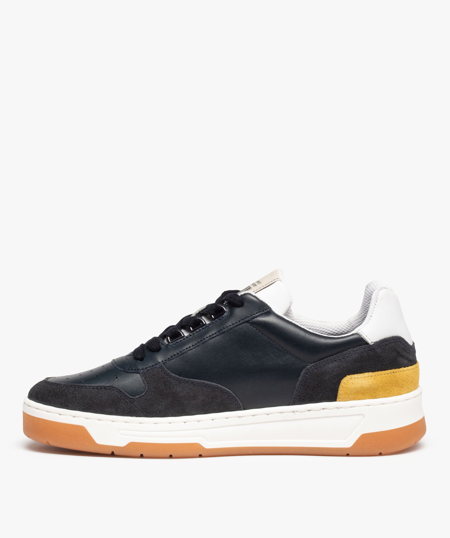 Baskets homme dessus cuir à semelle contrastante – Tanéo marine | GEMO