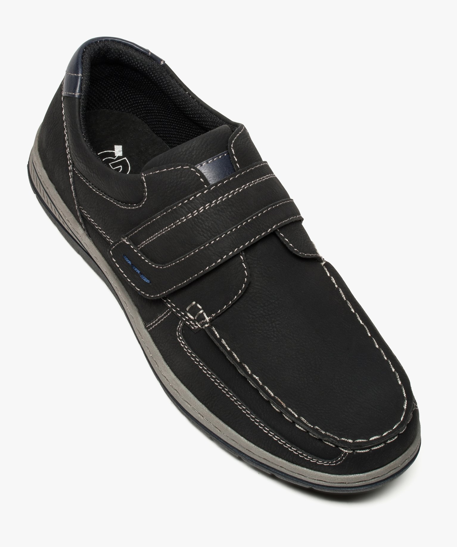 Chaussures bateau homme confort fermeture scratch noir | GEMO