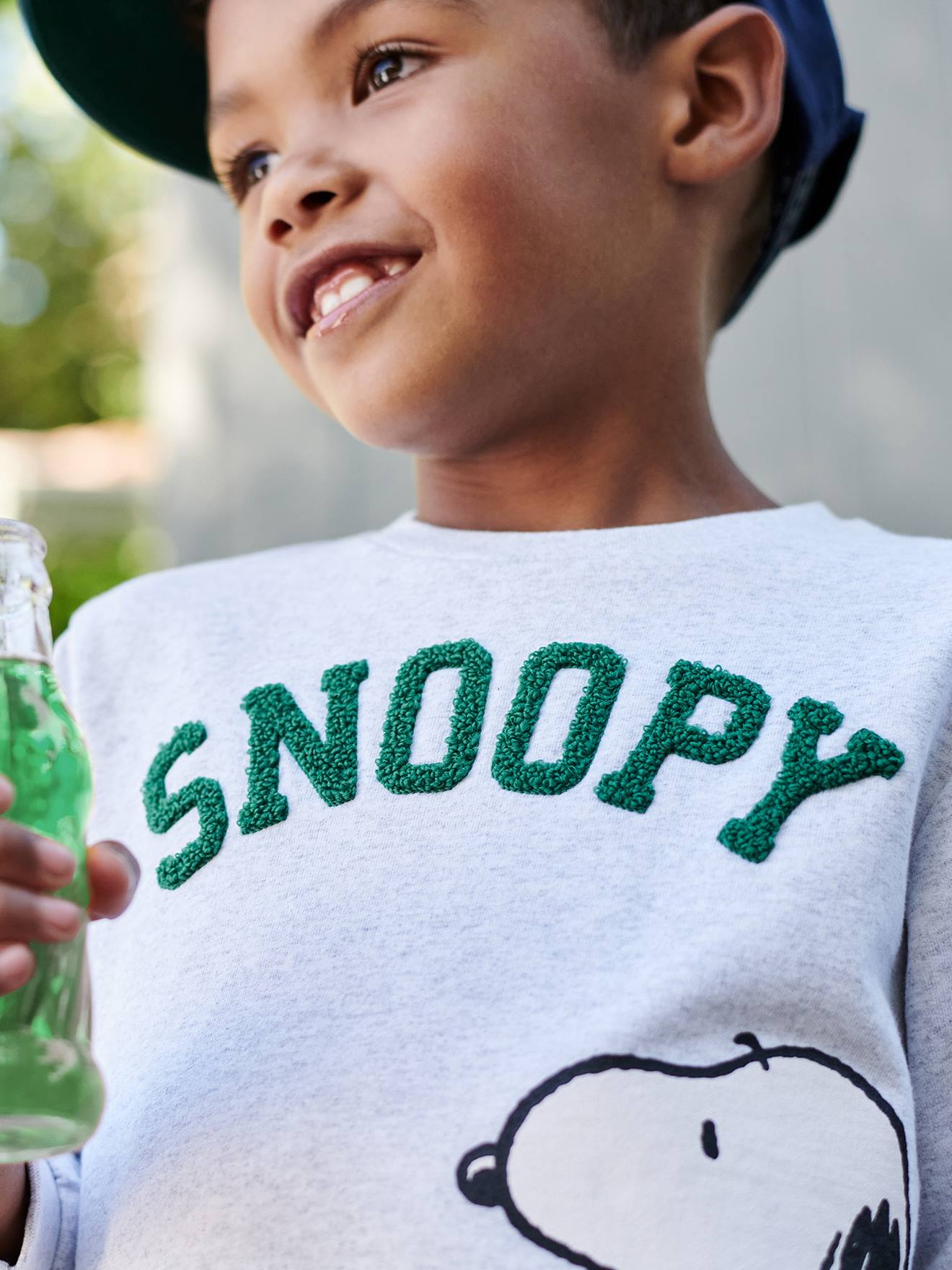 Sweat garçon Snoopy Peanuts® gris clair chine