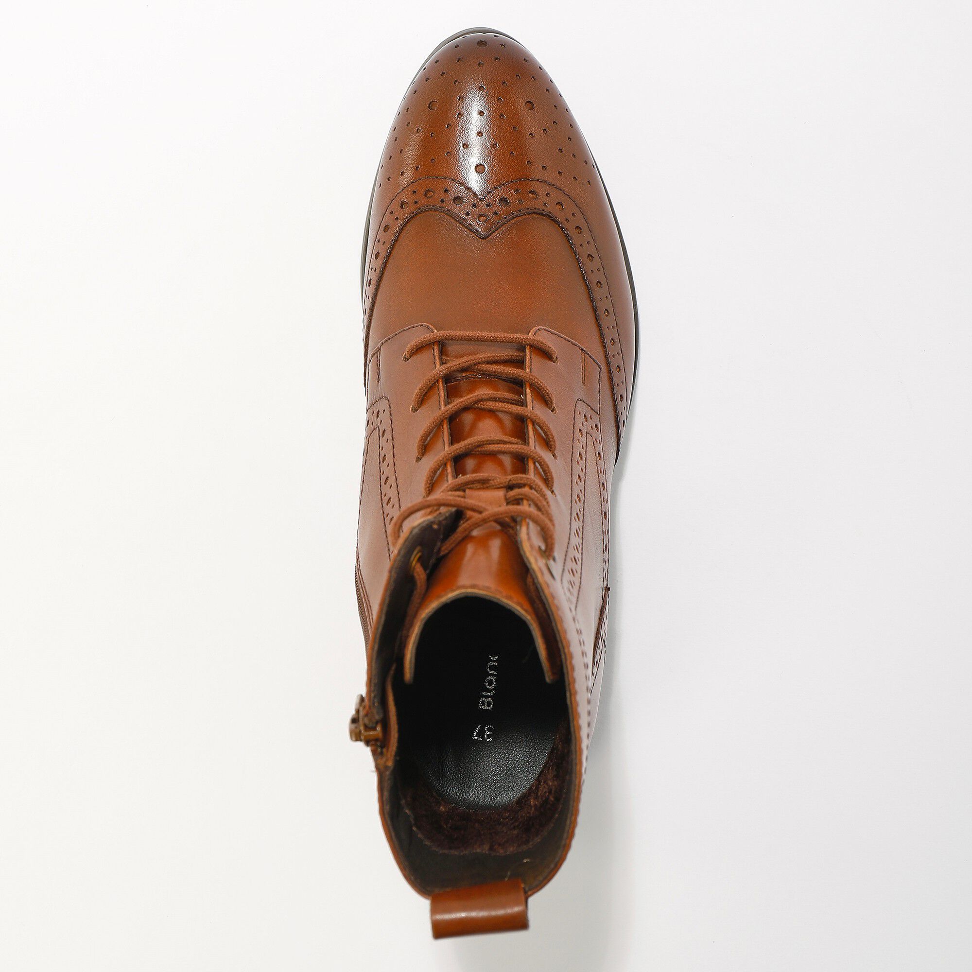 Bottines montantes doublées à lacets en cuir fleuri