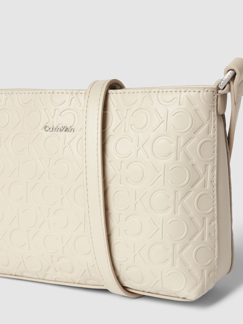 Umhängetasche mit Label-Print Modell 'MUST' in beige