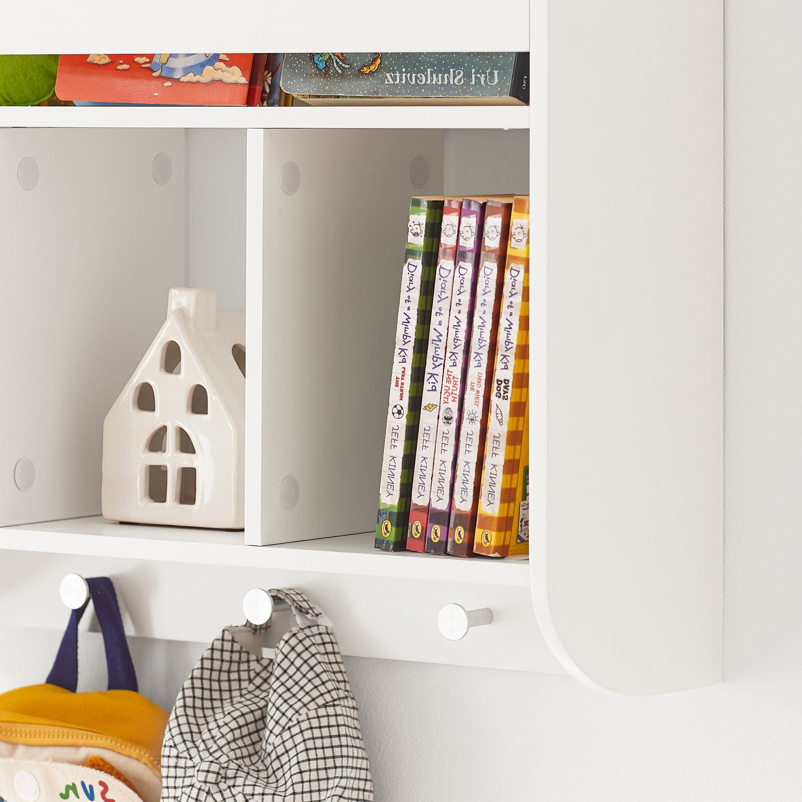 SoBuy Bücherregal KMB46, Kinderregal Wandregal Hängeregal Wandgarderobe mit 3 Haken