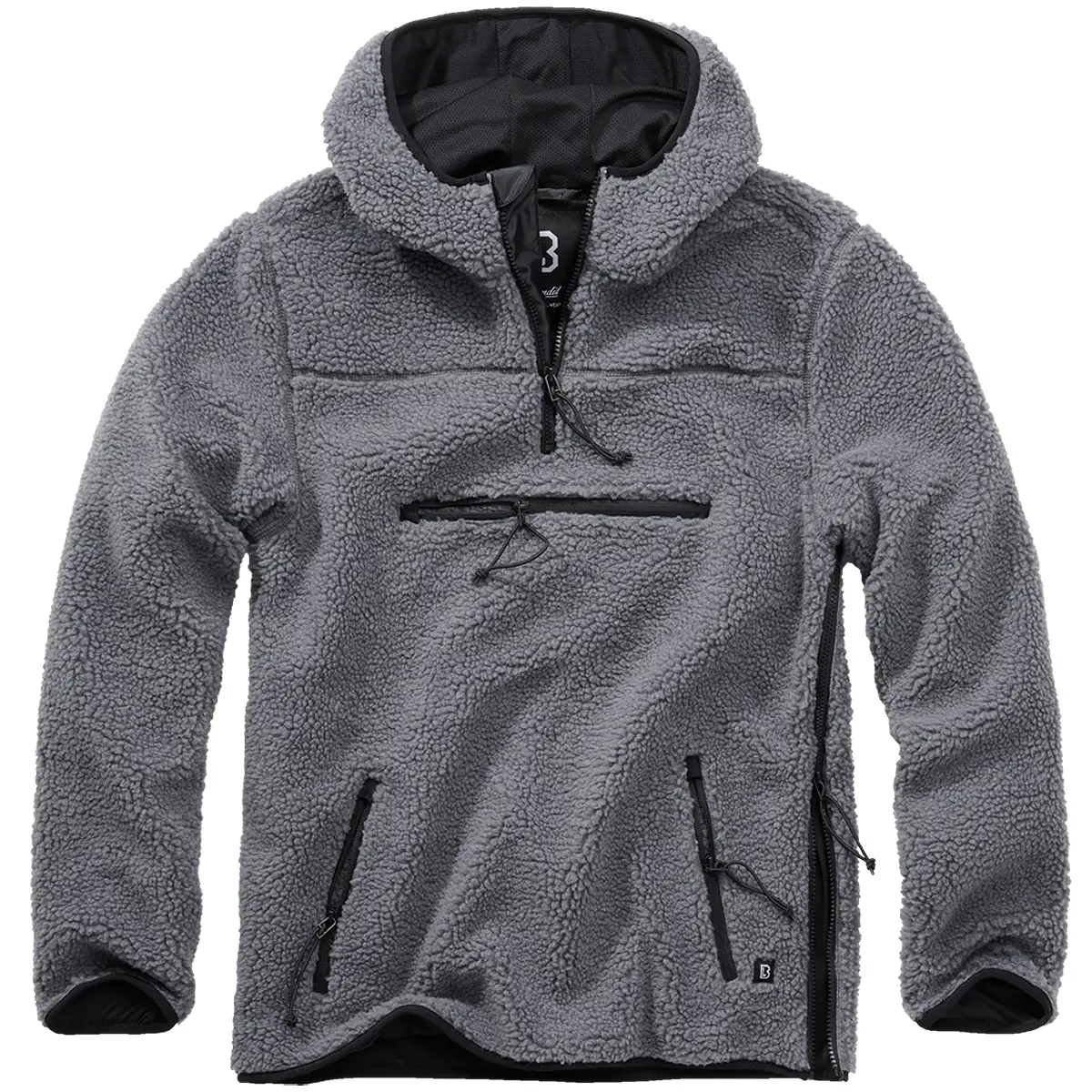 Teddyfleece Pullover mit Kapuze anthrazit