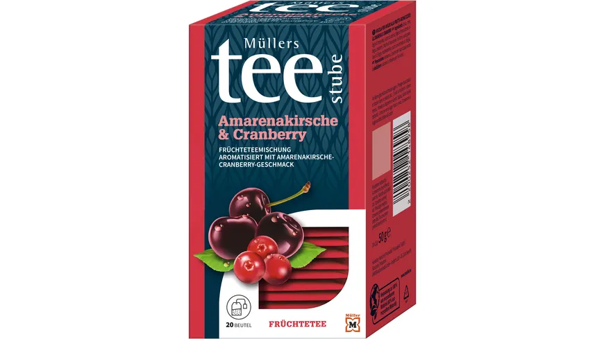 Müllers Teestube Früchtetee Beutel Amarenakirsche & Cranberry 50 g