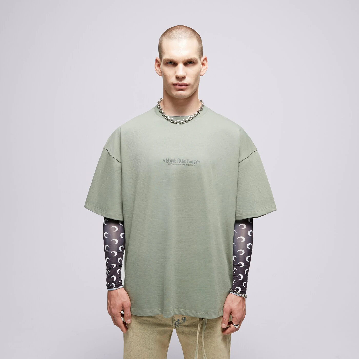 S.NOW JOB SIZEER T SHIRT “BLANK PAGE”-OLIVE Grün