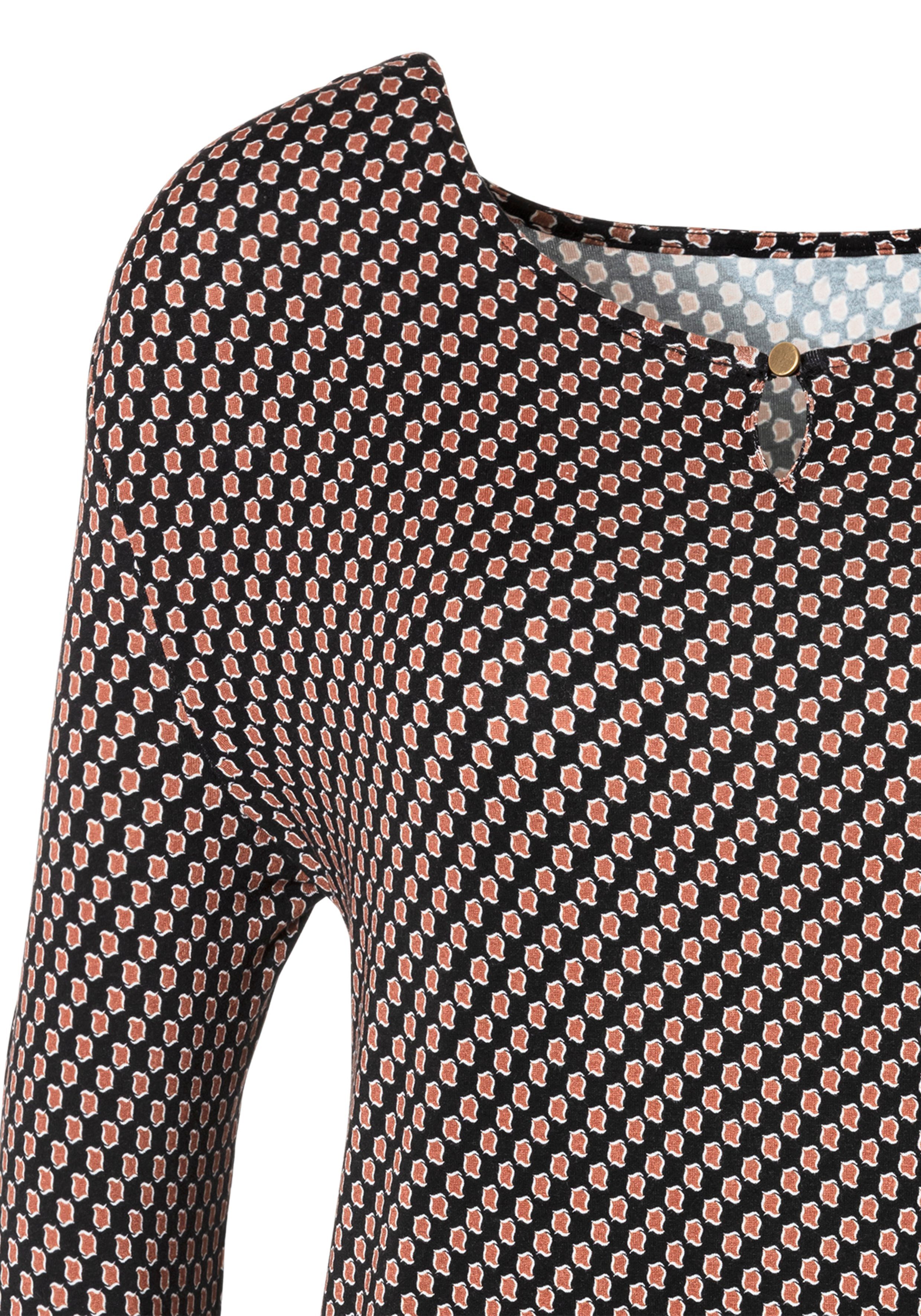 Vivance 3/4-Arm-Shirt mit kleiner Öffnung und goldfarbenen Zierknopf am Ausschnitt