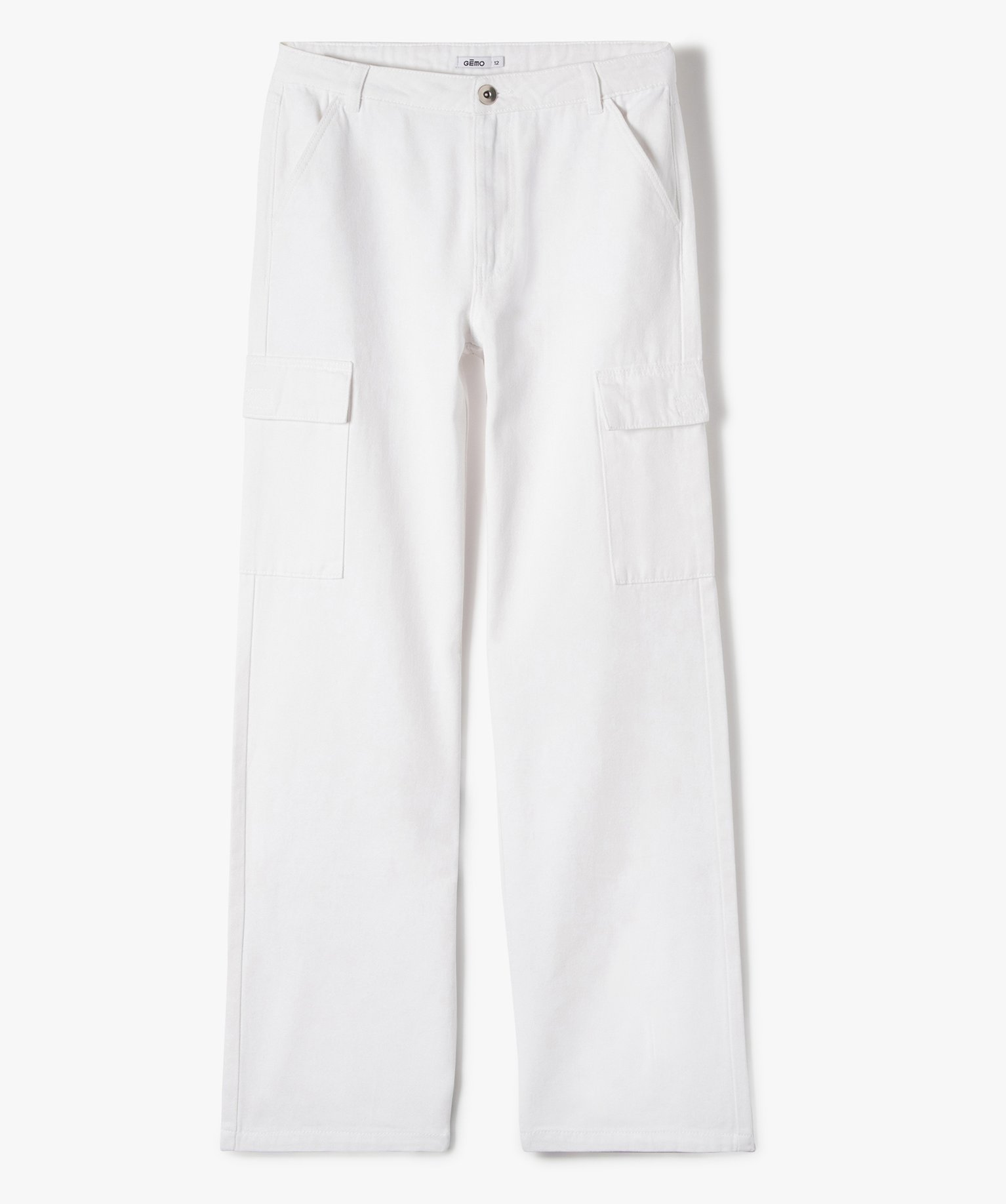Pantalon ample avec poches à rabat sur les cuisses fille blanc | GEMO