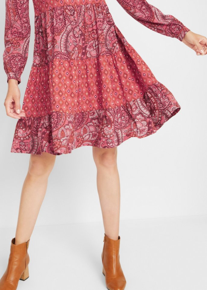 Kurzes Jerseykleid aus Baumwoll- Viskose Mischung, A-Linie