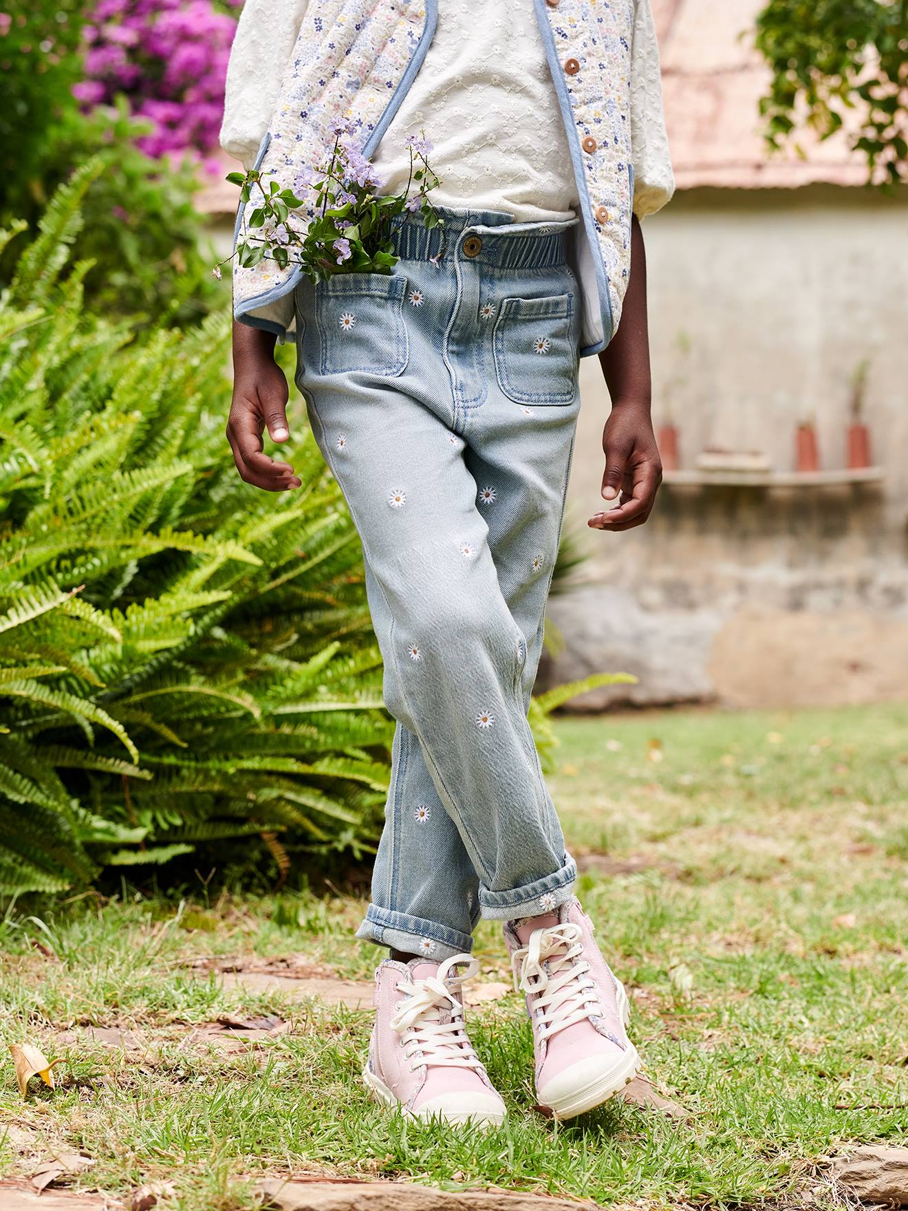 Vertbaudet Mädchen Paperbag-Jeans - double stone