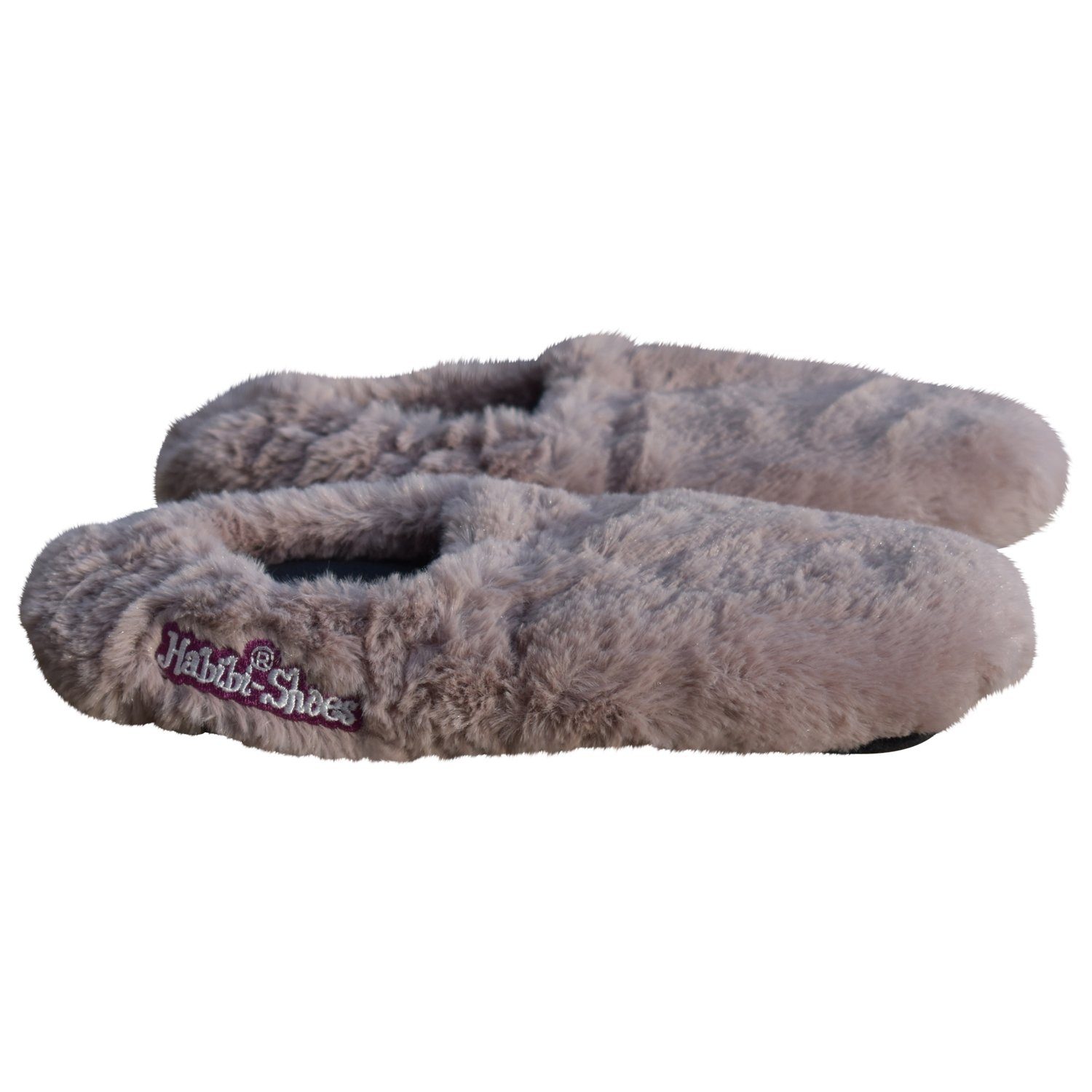 Habibi Plush Wärmekissen Wärmeschuhe, Slipper grau Größe L für Mikrowelle/Ofen, (Wärmeschuhe)