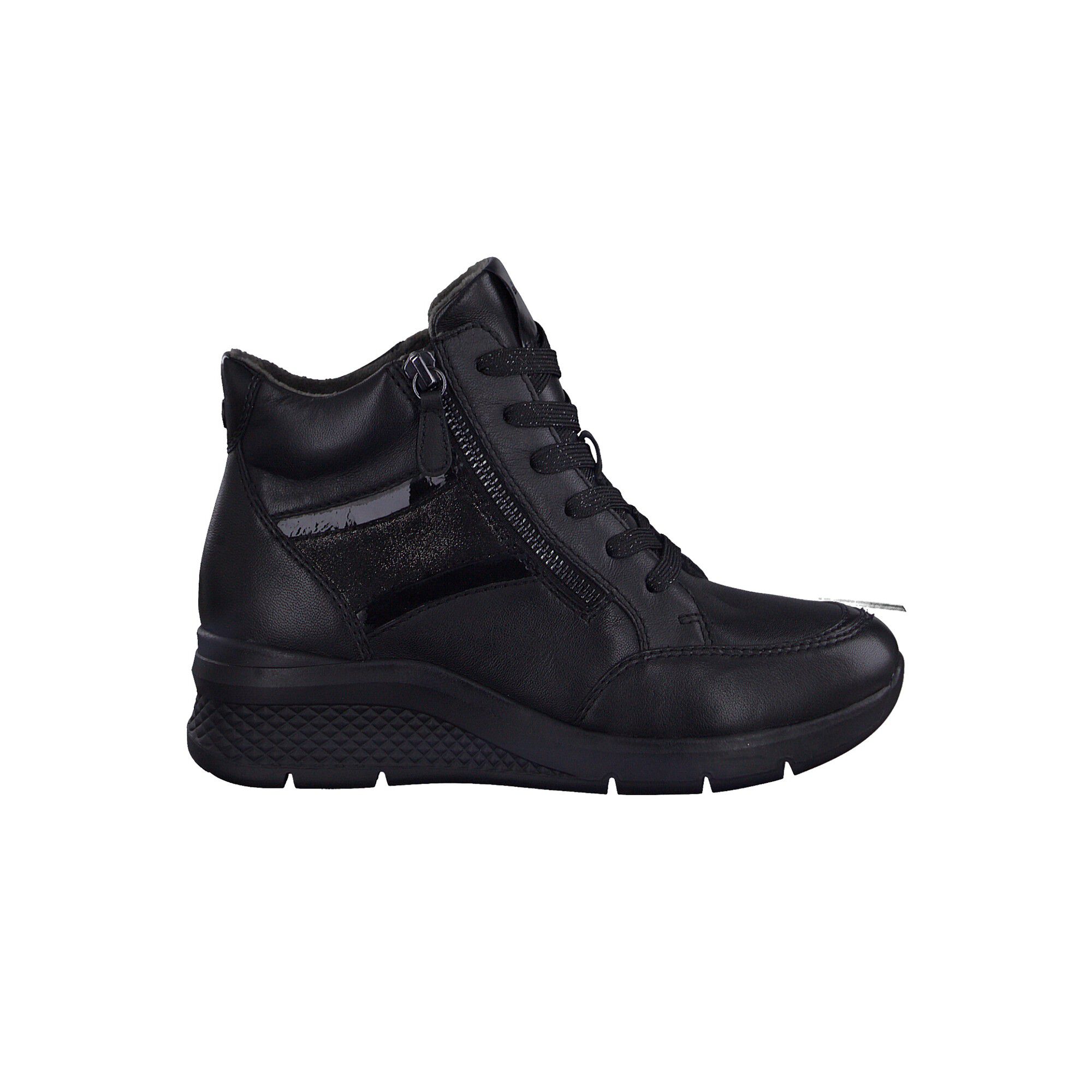Baskets montantes zippées dessus cuir