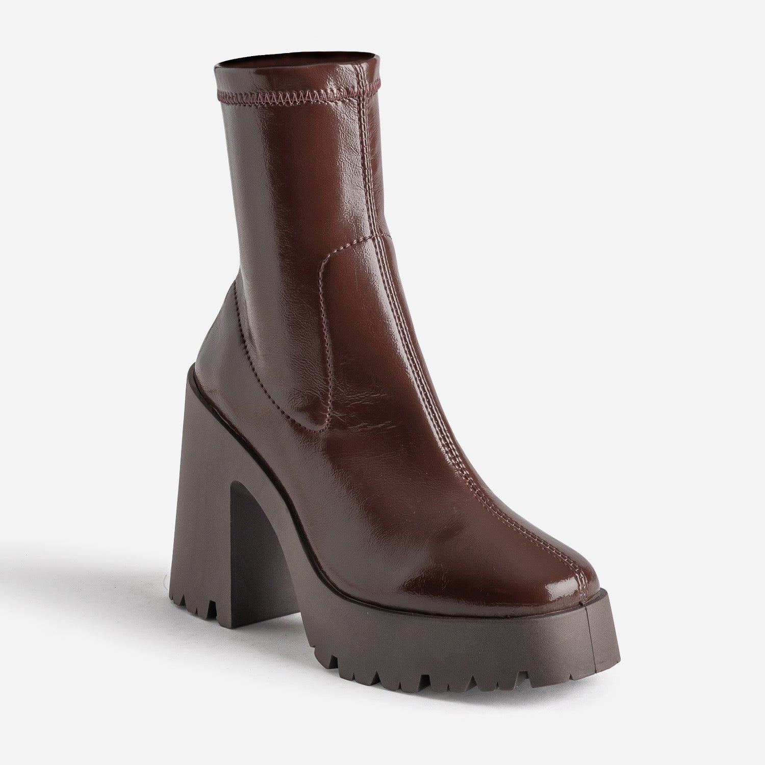 Boots TEXTO marron rougi verni à plateforme