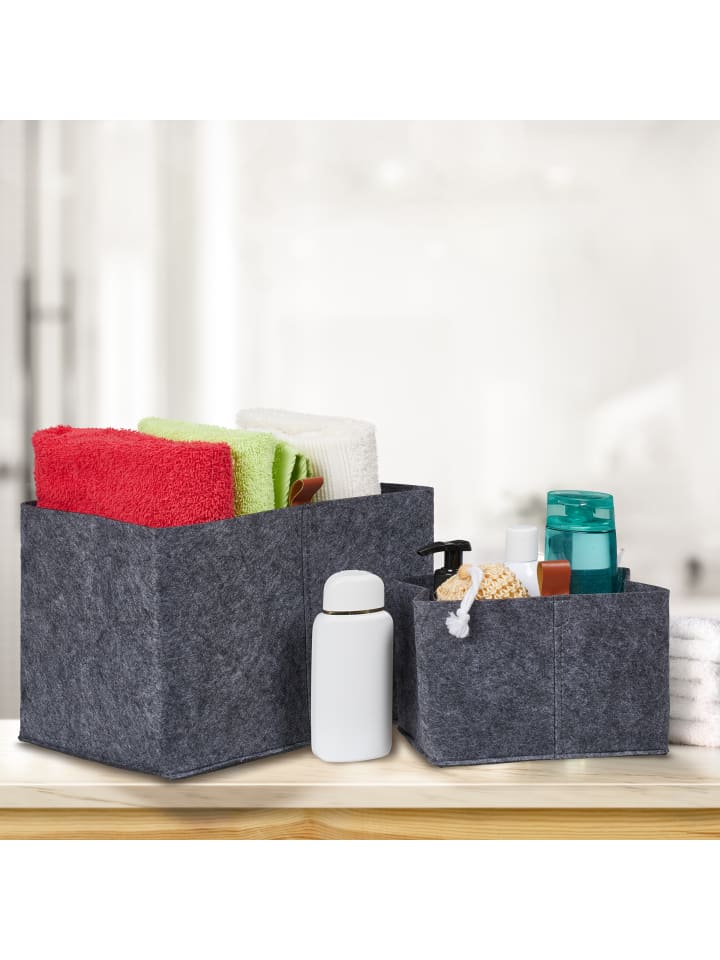 relaxdays 3-tlg. Aufbewahrungskorb in Grau günstig kaufen onesize