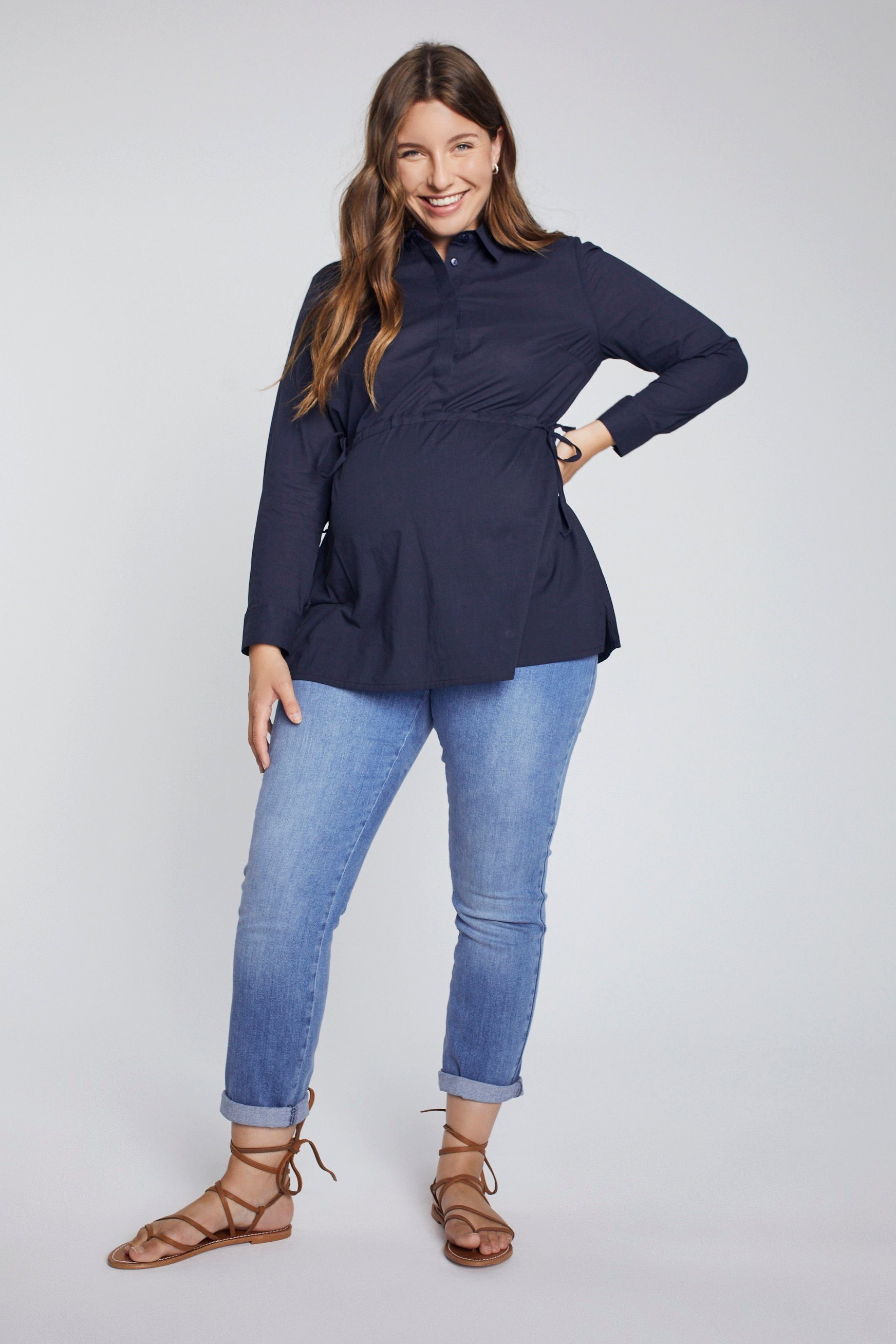 Ulla Popken Umstandsbluse Bellieva-Bluse Still-Funktion Taillenband GOTS