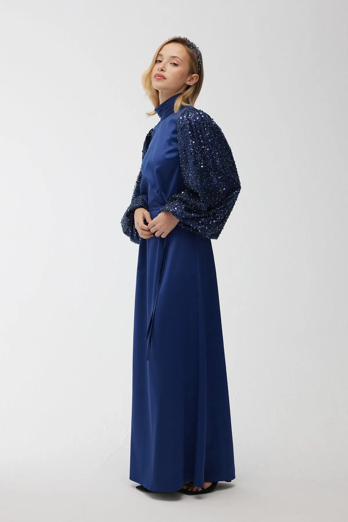 Manuka  Mit Stein besticktes Abendkleid Mitternachtsblau