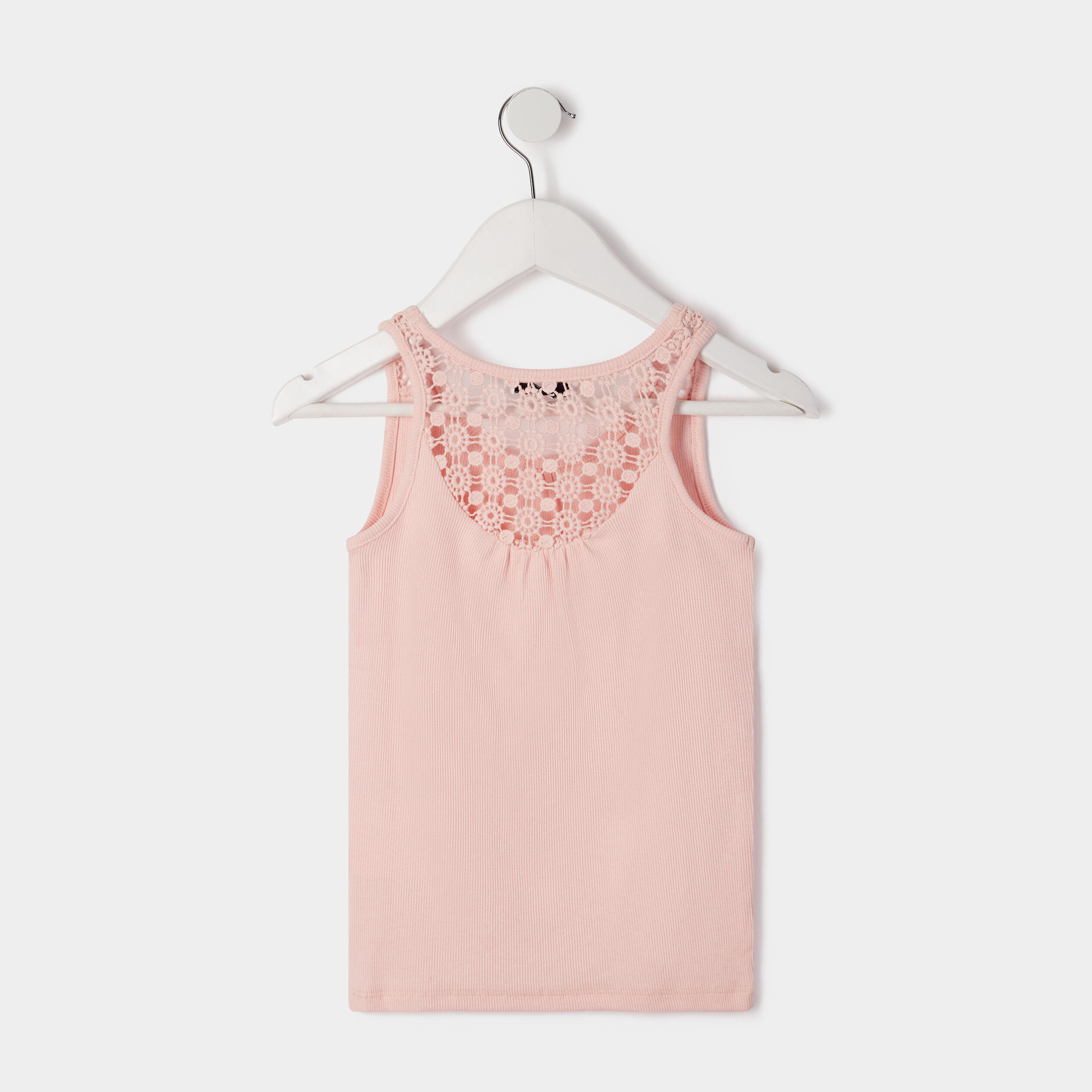 Débardeur coton détail macramé rose clair fille | La Halle