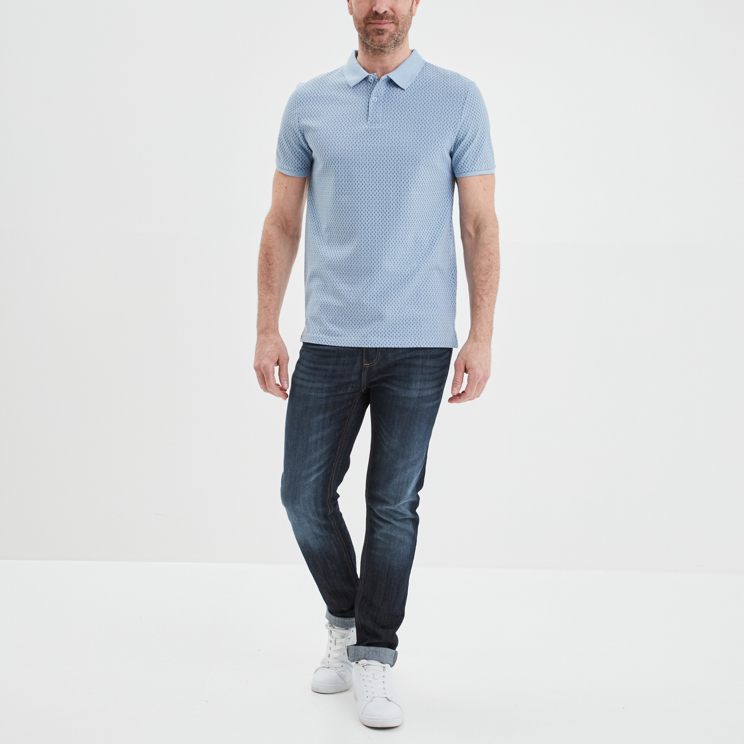 Polo droit manches courtes coton bleu ciel homme | La Halle