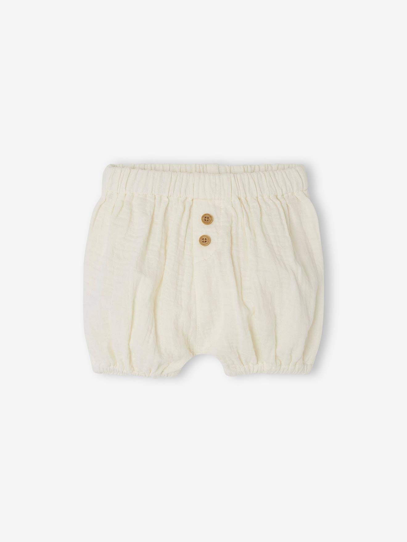 Vertbaudet 2er-Pack Baby Shorts aus Musselin - wollweiß