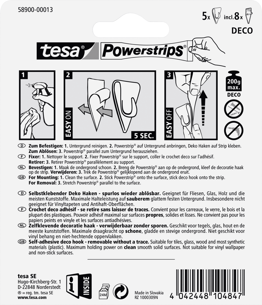 Dekohaken Powerstrips® transparent Set 5tlg, 1 St