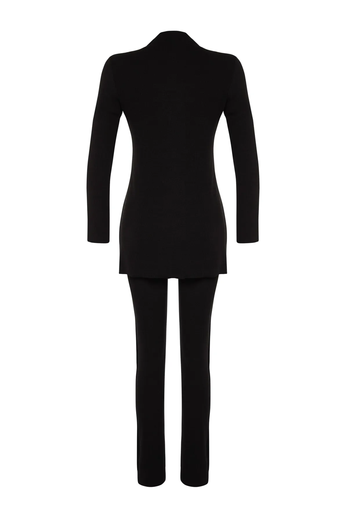 Trendyol Modest  Schwarzes Set aus Bluse, Hose und Oberteil mit geripptem Detail aus Strick TCTAW24US00082