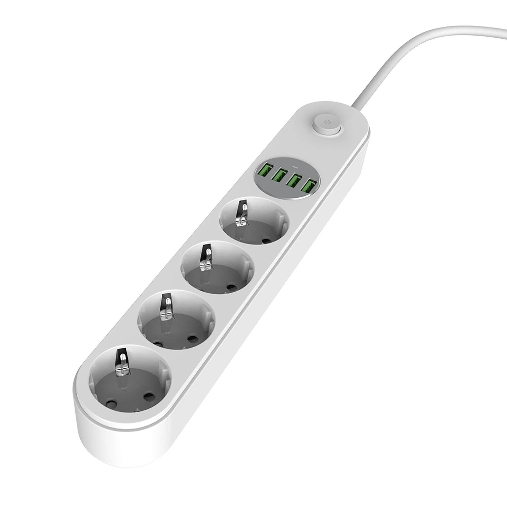 ELEGIANT 4fach Steckdosenleiste mit 4fach USB von LDNIO Mehrfachsteckdose 4-fach (Ein- / Ausschalter, USB-Anschlüsse, Kabellänge 2 m)