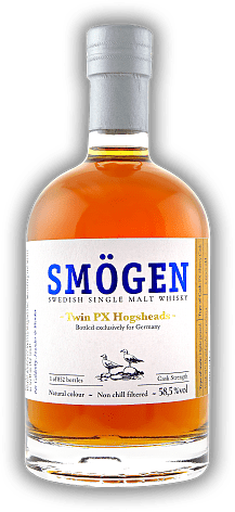 Smögen Swedish Single Malt Smögen PX Twin 6 Years 58,5% Smögen Swedish Single Malt Smögen PX Twin 6 Years 58,5% Exklusivabfüllung für den deutschen Markt. 0,5	 Liter - Vol 58,5%