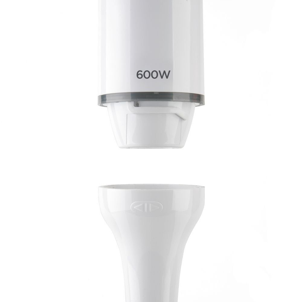Black & Decker Stabmixer Stabmixer Weiß 600W Zerkleinerer Schneebesen 20 Leistungsstufen, 600 W, 20 Leistungsstufen ink. Turbofunktion und Anti Splash Design