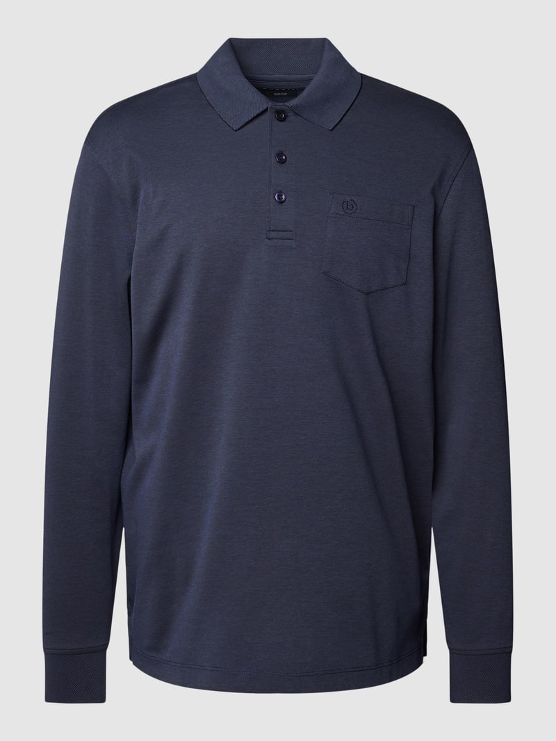 Poloshirt mit Brusttasche in marineblau