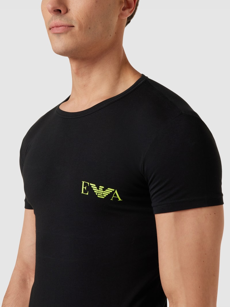 T-Shirt mit Label-Print im 2er-Pack in schwarz