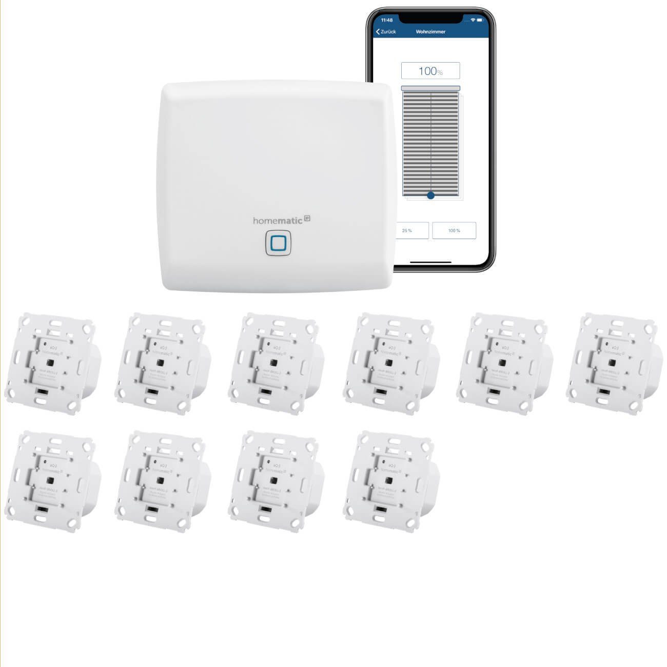 Homematic IP Rolladensteuerung Komplettset XXL. Mit kostenloser Smartphone App. Smart-Home Starter-Set