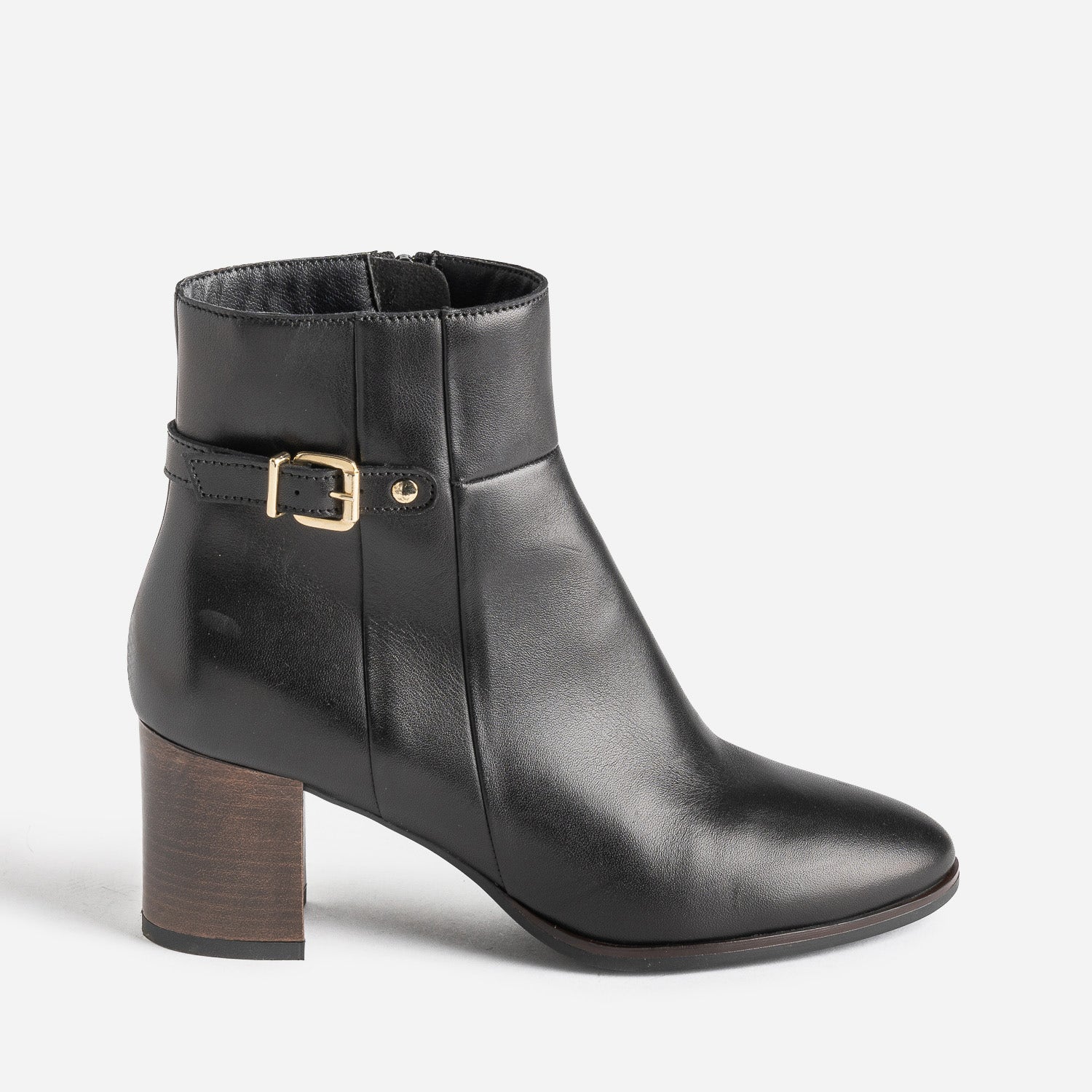 Boots noir éco-conçu en cuir avec bride