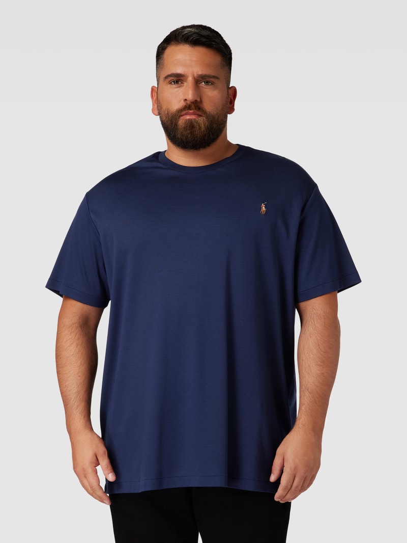 PLUS SIZE T-Shirt mit Label-Stitching in marineblau