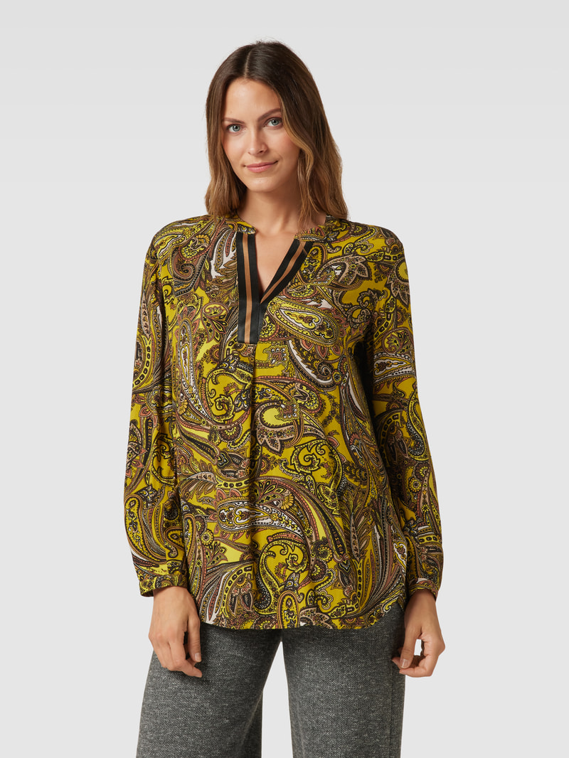 Bluse mit Allover-Muster in senfgelb