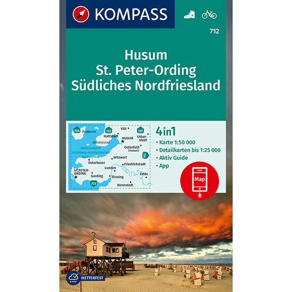KOMPASS Wanderkarte Husum, St. Peter-Ording, Südliches Nordfriesland 1:50 000 - Wanderkarte