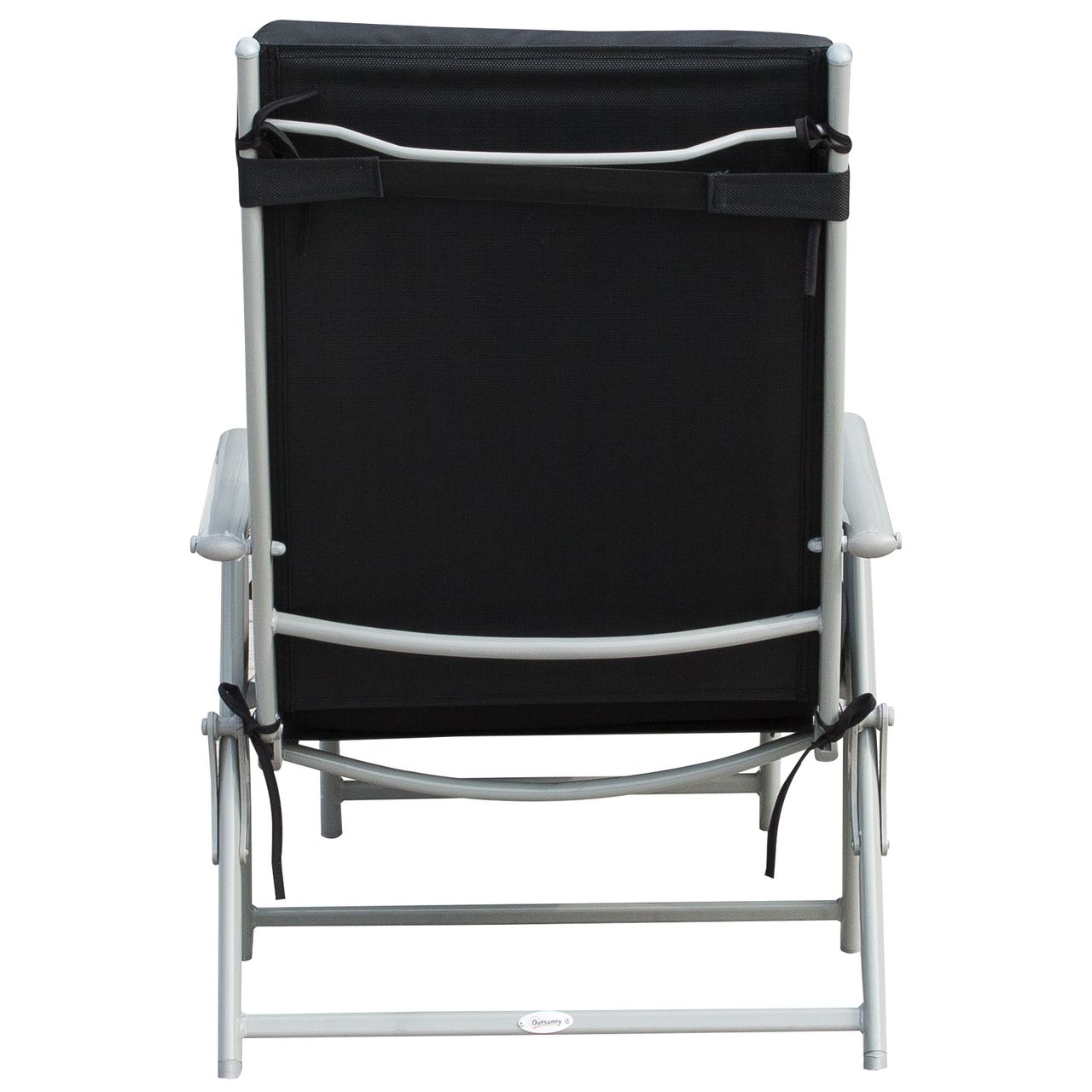 Outsunny Sonnenliege mit Kissen Klappbare Strandliege Gartenliege 7-stufig verstellbare Rückenlehne Relaxliege Metall Textilene Schwarz 137 x 63,5 x 100,5 cm