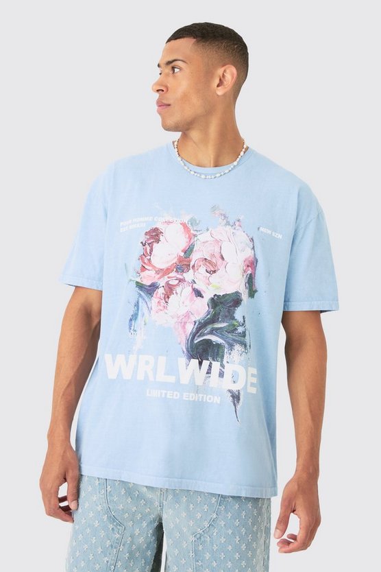 Oversize T-Shirt mit floralem Print