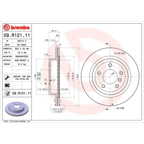 09.R121.11 BREMSSCHEIBE BREMBO HA  VP2 - ATU