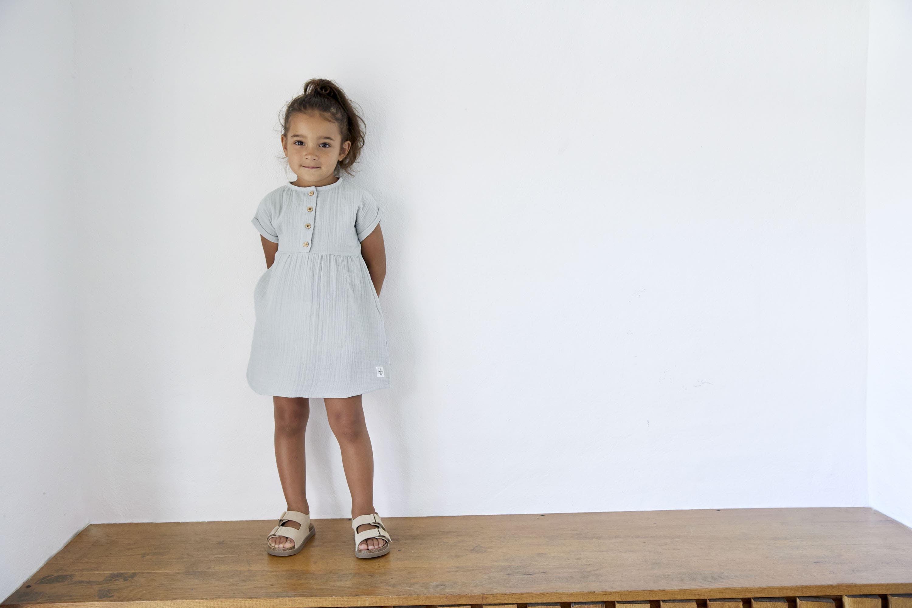 Musselin Kinderkleid - Bio Baumwolle, Blau